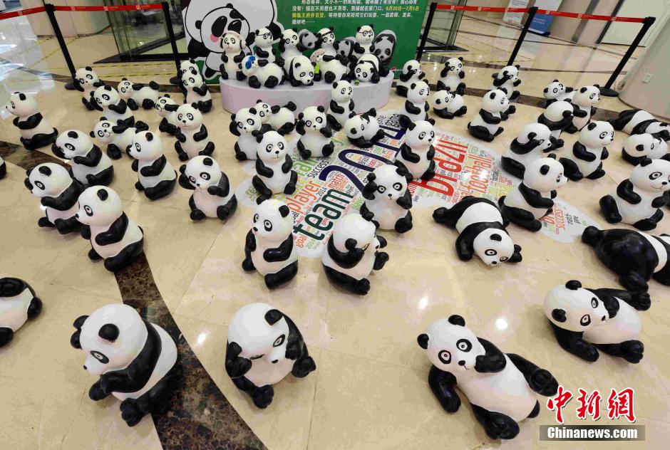 66只纸熊猫现身福州