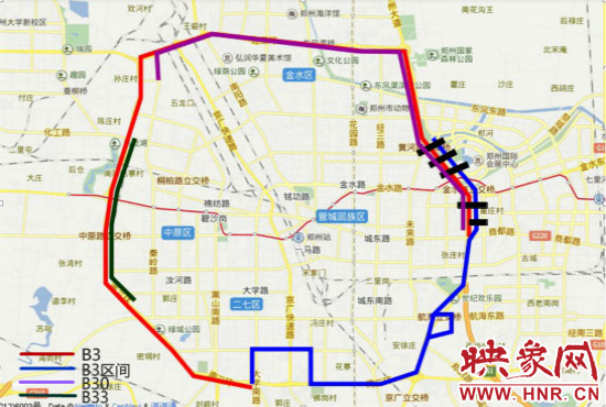 三环快速BRT公交线路图。