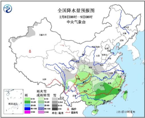 全国24小时降水量预报